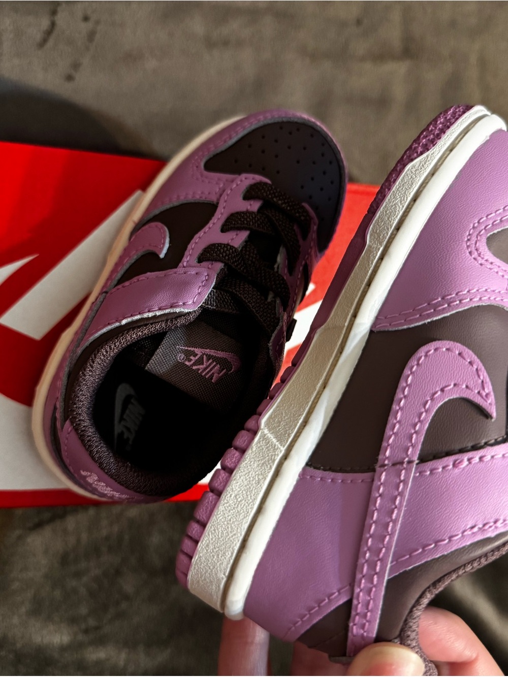 Nike Kids' Pink and Brown Velcro Low-Top Sneakers - Picture 7 of 8